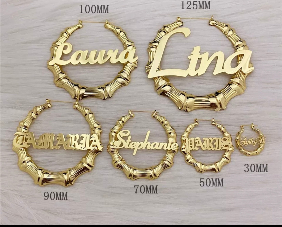 Diamond custom name earrings
